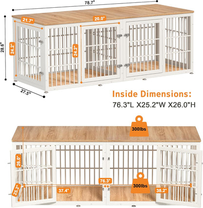 32 Inch Heavy Duty Dog Crate Furniture for Medium and Small Dogs, Decorative Pet House End Table, Wooden Cage Kennel Furniture Indoor, Gray