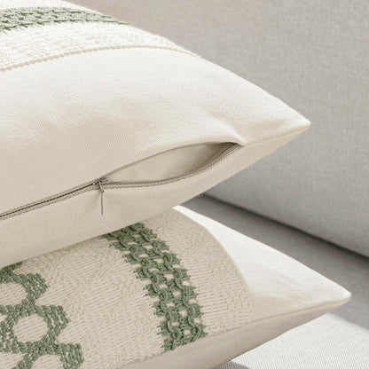 Set of 2 Sage Green Boho Decorative Lumbar Pillow Covers 12X20 Inch Farmhouse Rustic Couch Throw Pillows Modern Summer Cushion Covers Retro Cute Macrame Woven Home Decor for Bed Sofa Chair