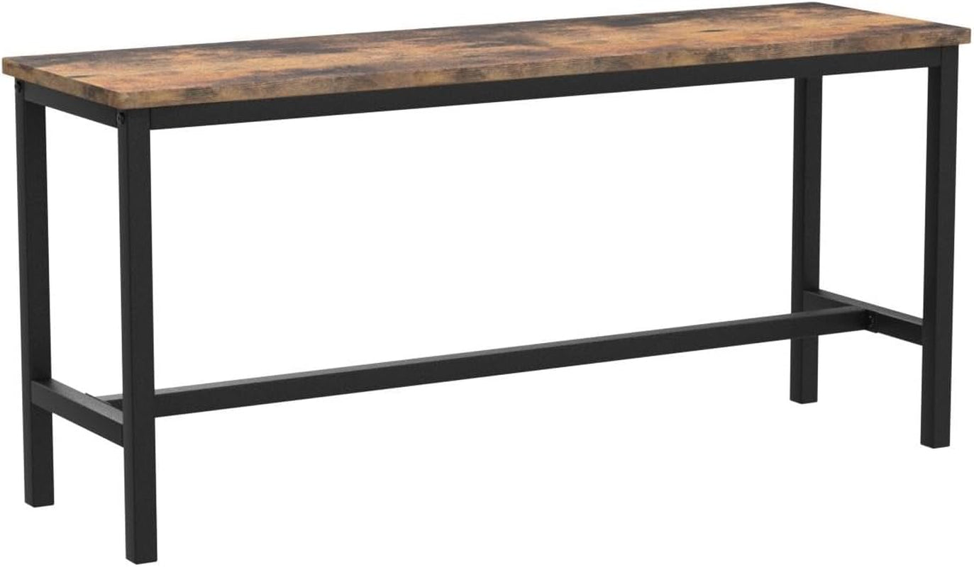 Dining Bench, Pair of 2, Industrial Style, Steel Frame, for Kitchen, Living Room, 12.8 X 42.5 X 19.7 Inches, Rustic Brown + Black，Uktb33X