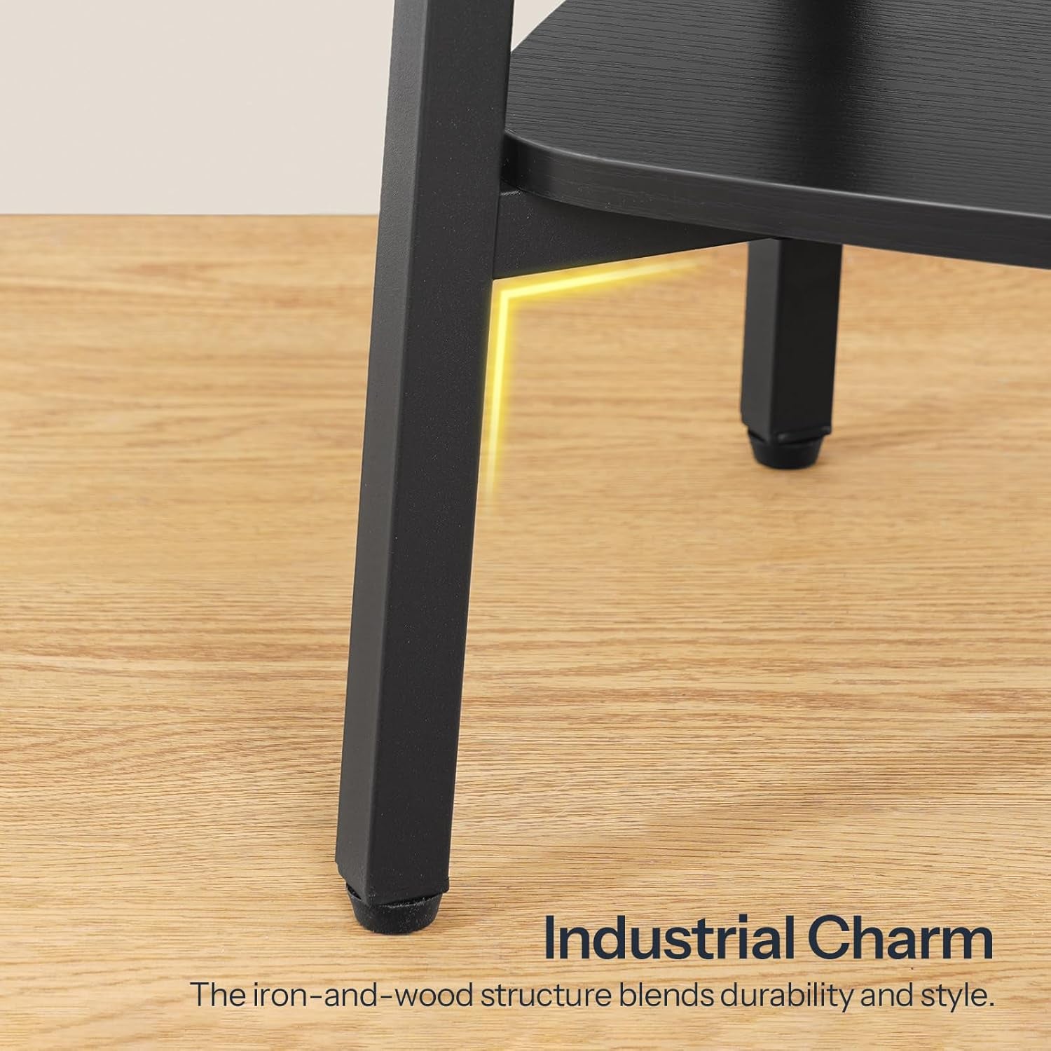 Side Table, 2-Tier Square Sofa End Table, Small Storage Nightstand, for Small Spaces, Living Room Bedroom Accent Table, Rustic Brown and Black BF181BZ01