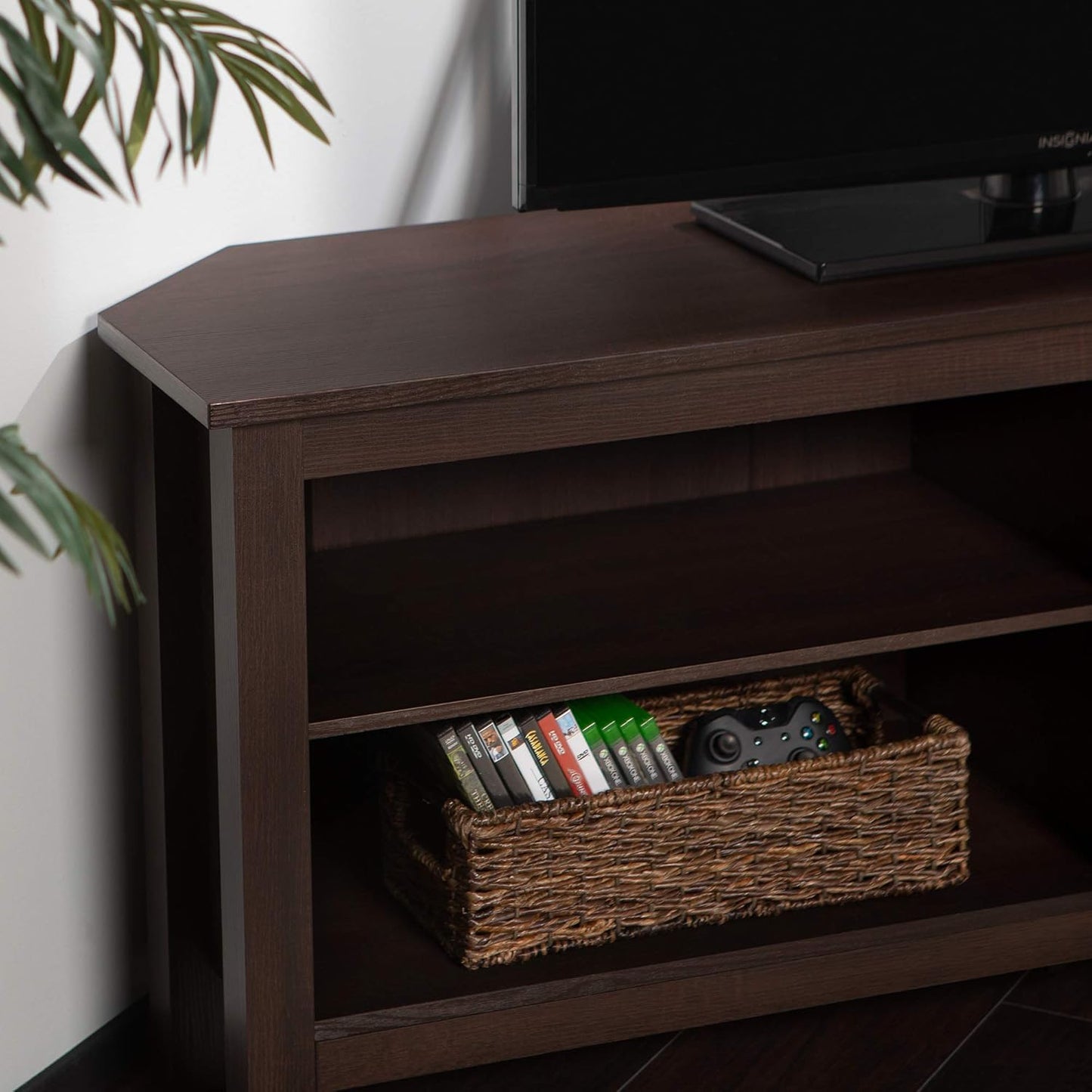 Maxwell Classic 2 Shelf Corner TV Stand for Tvs up to 65 Inches, 58 Inch, Espresso
