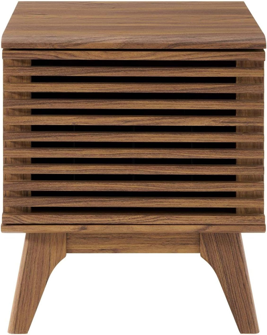 Render Mid-Century Modern 19" Vinyl Record Display Stand in Walnut, 19 Inch