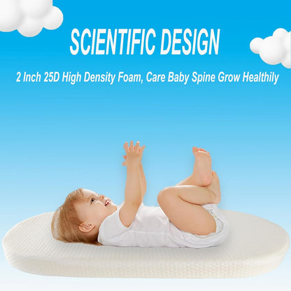 Baby Bassinet Mattress, 100% Breathable Cover, Water-Resistant Lining, Oval 30"X15"X2" Fit for Safety 1St/ Delta Children Slumber/Baby Delight Go with Me Slumber Rockin and Moses Basket