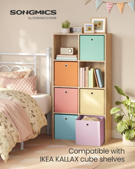 Storage Cubes, Set of 6 Foldable Storage Boxes, 13 X 13 X 13 Inches, Closet Organizers for Shelf, Rainbow Storage Bins, Colorful Fabric Bins for Bedroom, Living Room URFB233X01