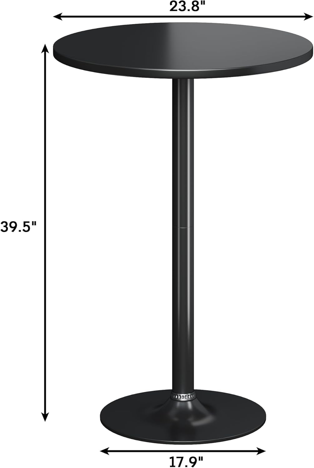 round Bistro Pub Table 2 Pack Modern Style Metal Base MDF Top Cocktail Bar Table Counter Bar Height for Pub, Dining Room, Party (Full Black)