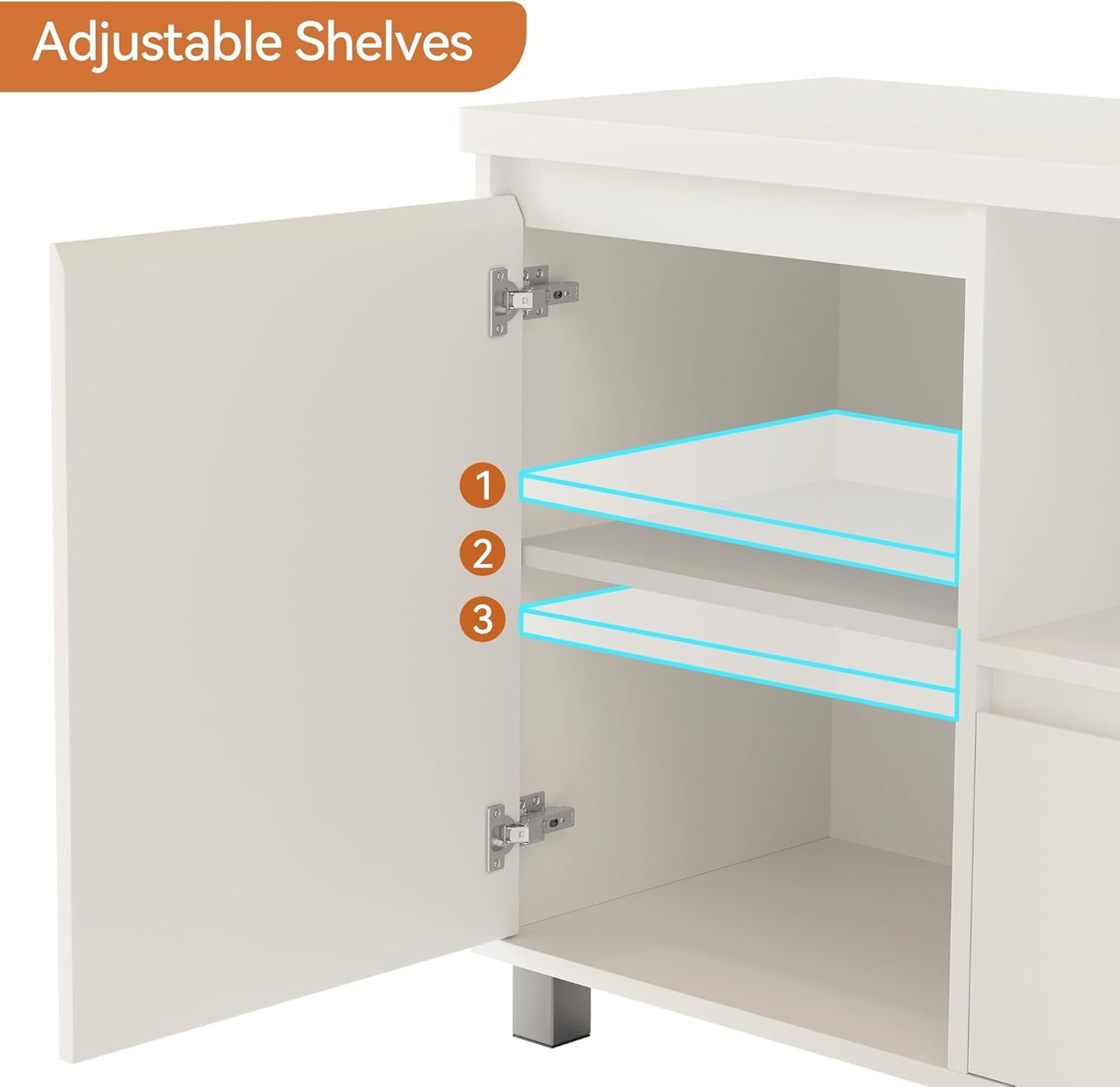 63In TV Stand for Tvs up to 70", Fluted Entertainment Center with Storage Drawer and Open Shelves, Modern TV Console Media Cabinet for Living Room, Bedroom, White