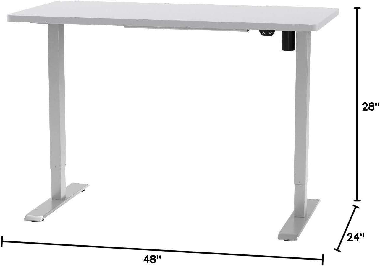 EN1 One-Piece Standing Desk, 48"X24" Seamless Desktop Electric Height Adjustable Desk for Home Office, Multi-Monitor Setups & Easy Assembly, White