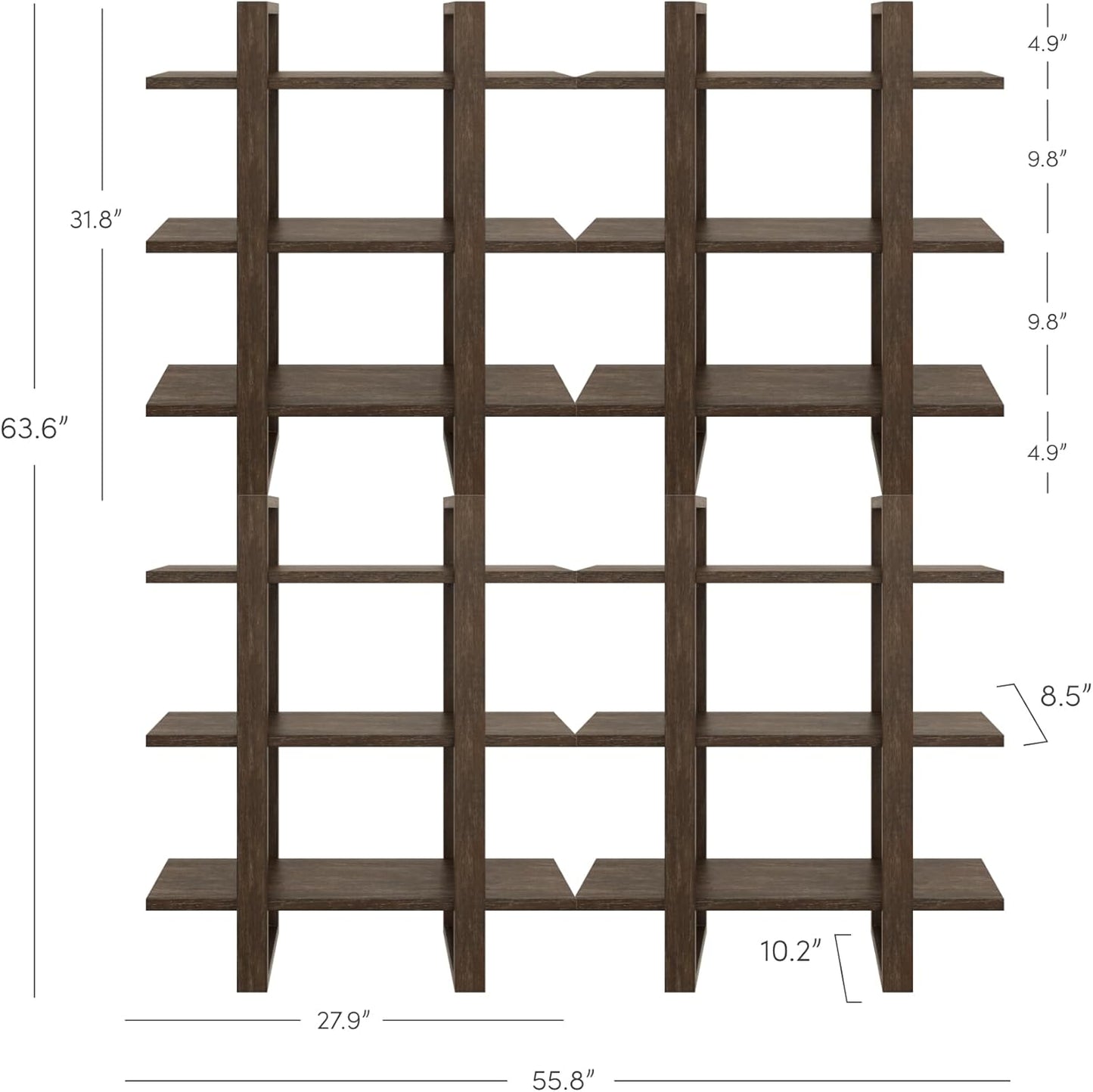 Floating Wall Book Shelves, 3-Tier Display Shelf, Decorative Modular Shelf in Solid Wood for Bedroom, Nursery, Bathroom or Kitchen, Set of 4