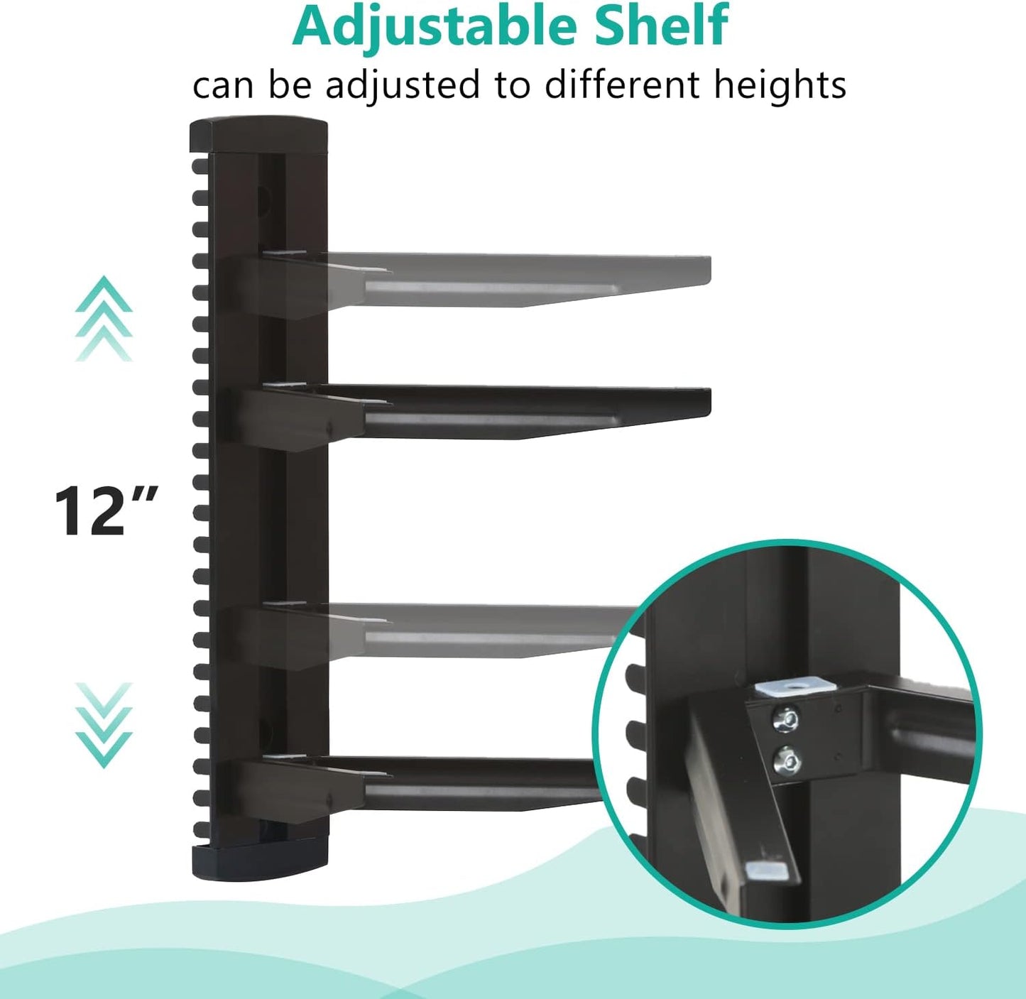 Floating Entertainment Center Shelves, Holds up to 17.6Lbs, TV Shelf with Strengthened Tempered Glasses for DVD Players, Cable Boxes, Games Consoles, TV Accessories (CS202B), 2 Shelf, Black