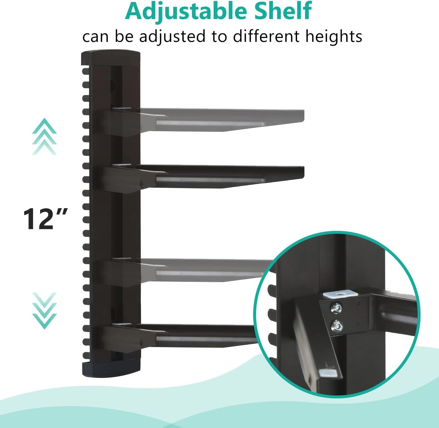 Floating Entertainment Center Shelves, Holds up to 17.6Lbs, TV Shelf with Strengthened Tempered Glasses for DVD Players, Cable Boxes, Games Consoles, TV Accessories (CS202B), 2 Shelf, Black