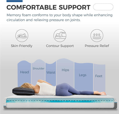 Medium Queen Mattress 12 Inch Memory Foam Mattress Queen Size Bed in a Box for Back Pain Relief and Cool Sleep with Gel Foam and Removeable Fiberglass Free Cover, Certipur-Us Certified