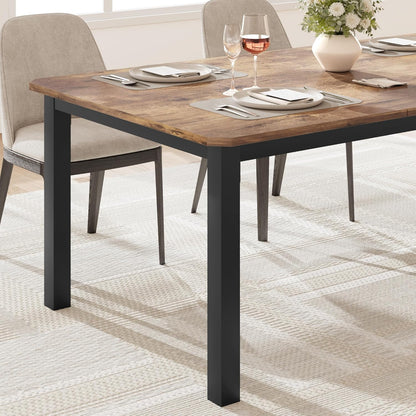 78 Inch Long Kitchen Table for 6-8, Dining Room Table for Kitchen Living Room, Large Rectangular Dinner Tables, Industrial Indoor Restaurant Tables with Sturdy Metal Frame(Only Table)