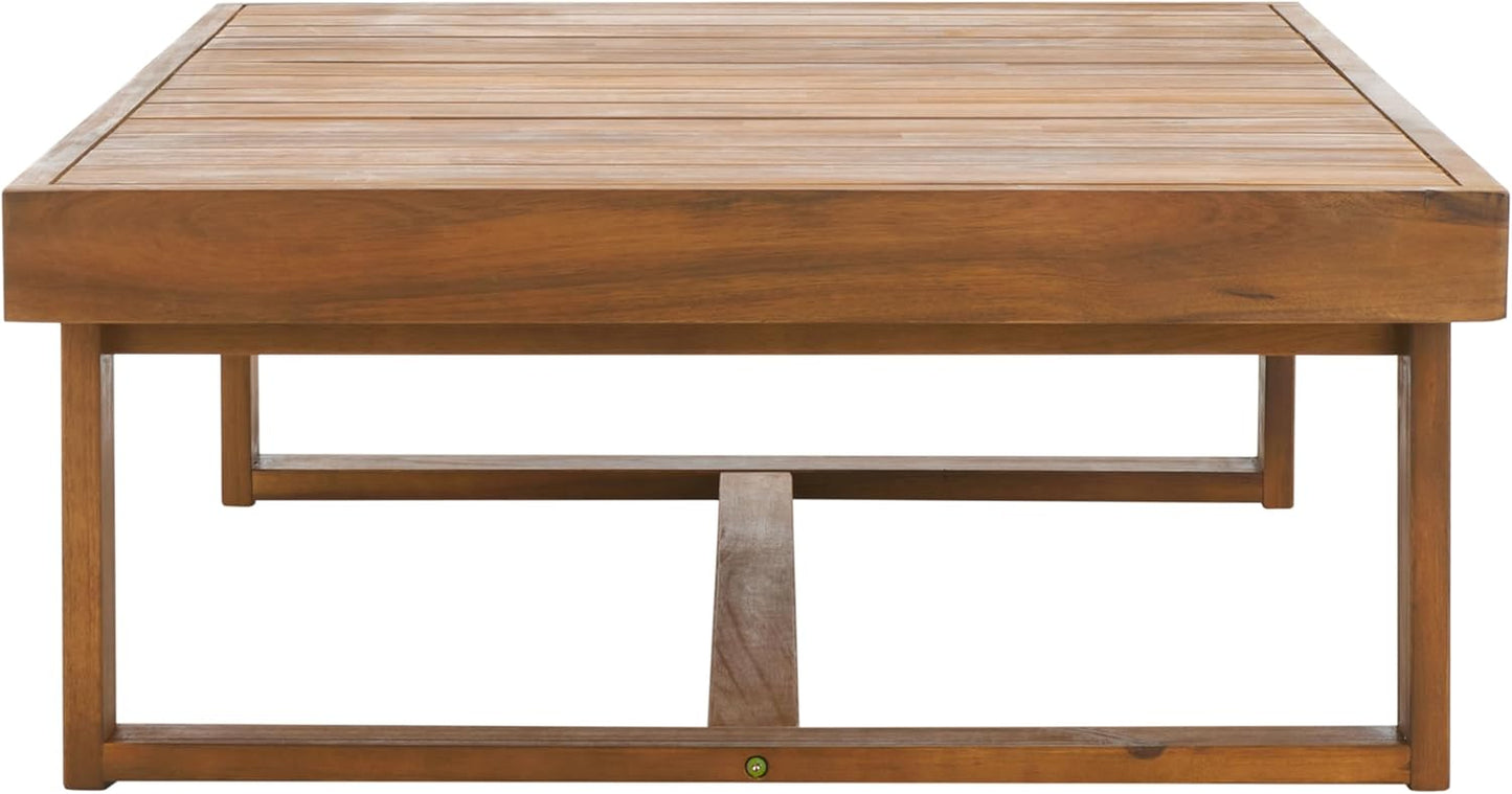 Outdoor Collection Duncan Natural Brown Slatted Top Solid Wood Coffee Table