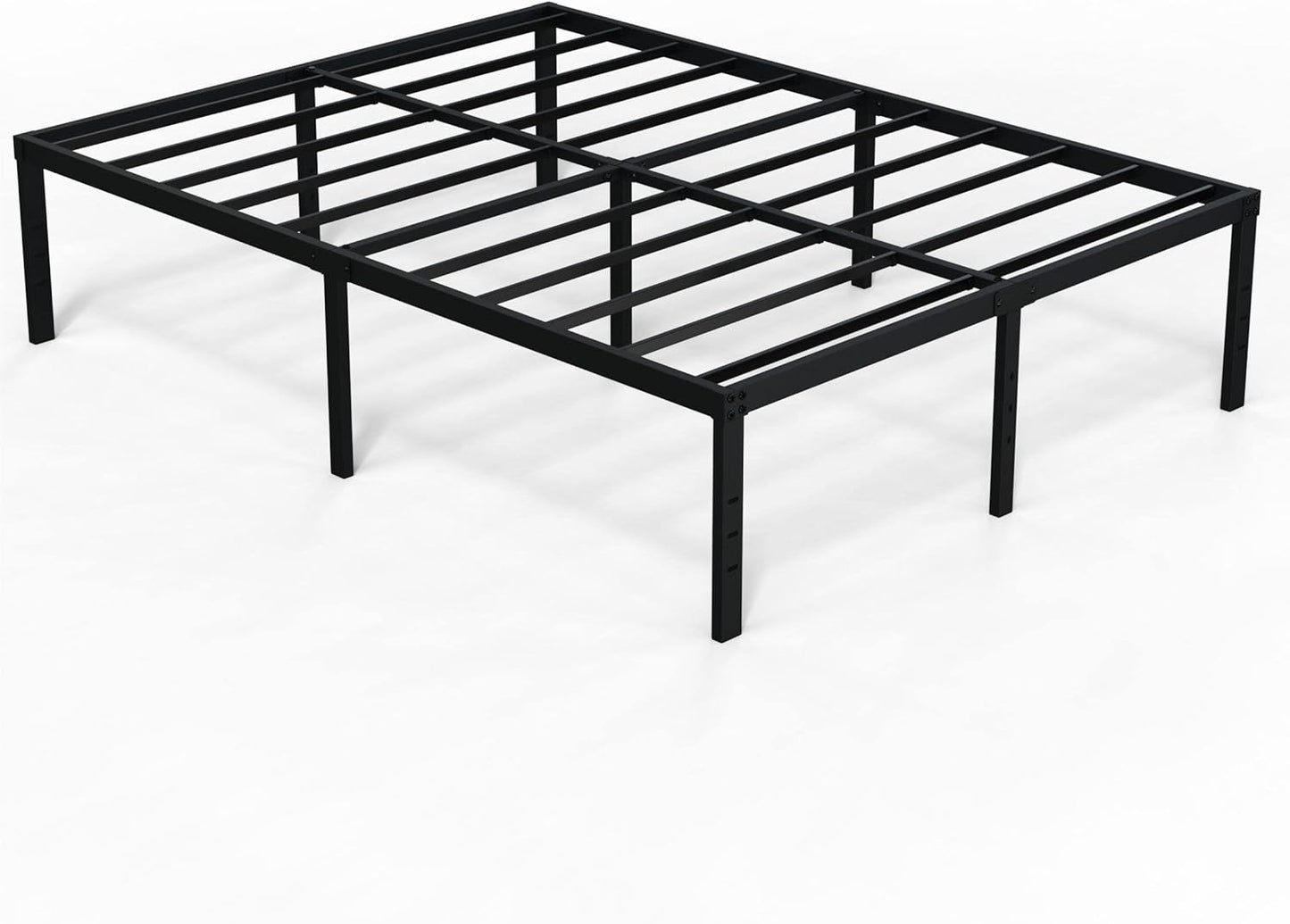 Queen Bed Frame No Box Spring Needed 18 Inch Heavy Duty Metal Tall Platform Bed Frame Queen Size with Large Storage Space, Easy Assembly, Black
