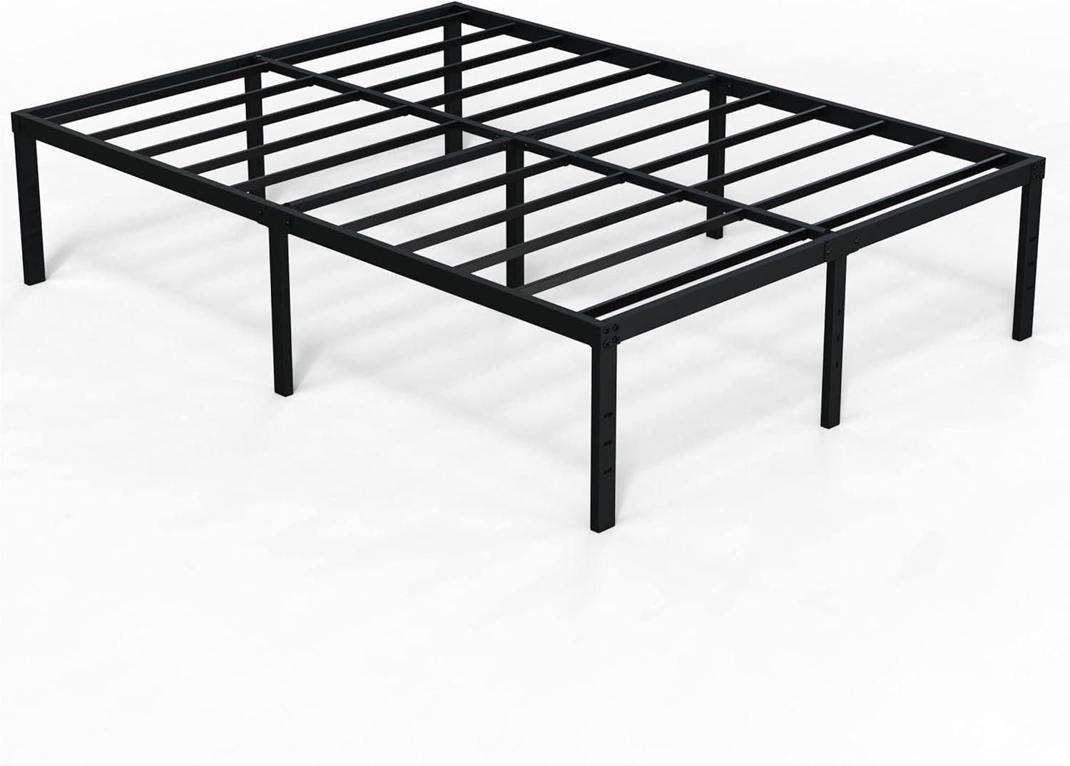 Queen Bed Frame No Box Spring Needed 18 Inch Heavy Duty Metal Tall Platform Bed Frame Queen Size with Large Storage Space, Easy Assembly, Black