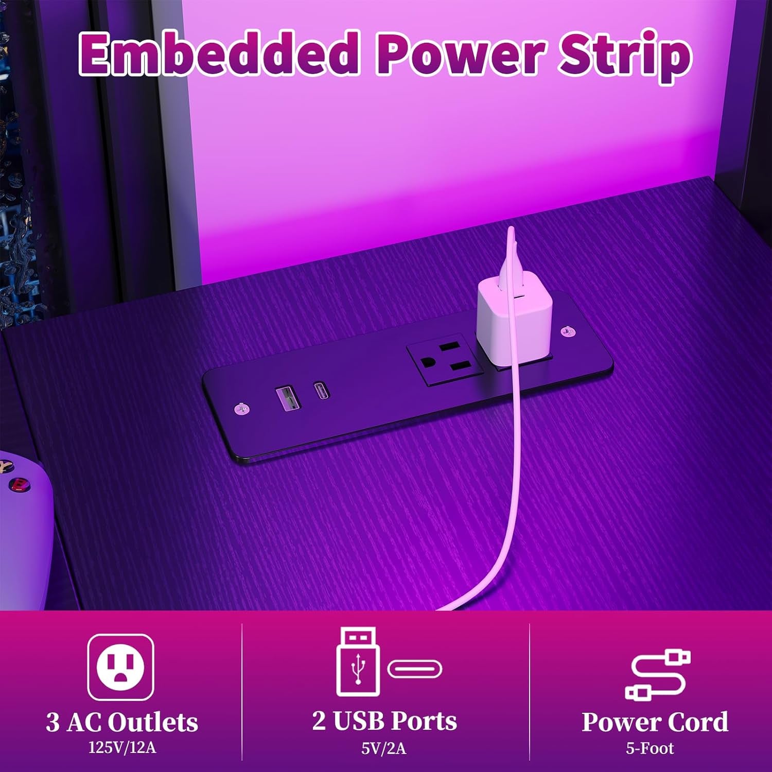 50 Inch L Shaped Gaming Desk with 3 Drawers & Storage Shelves & Hutch, Computer Desk with USB Ports, Study Writing Table for Bedroom, Simple Modern Laptop Desk for Home Office, Black