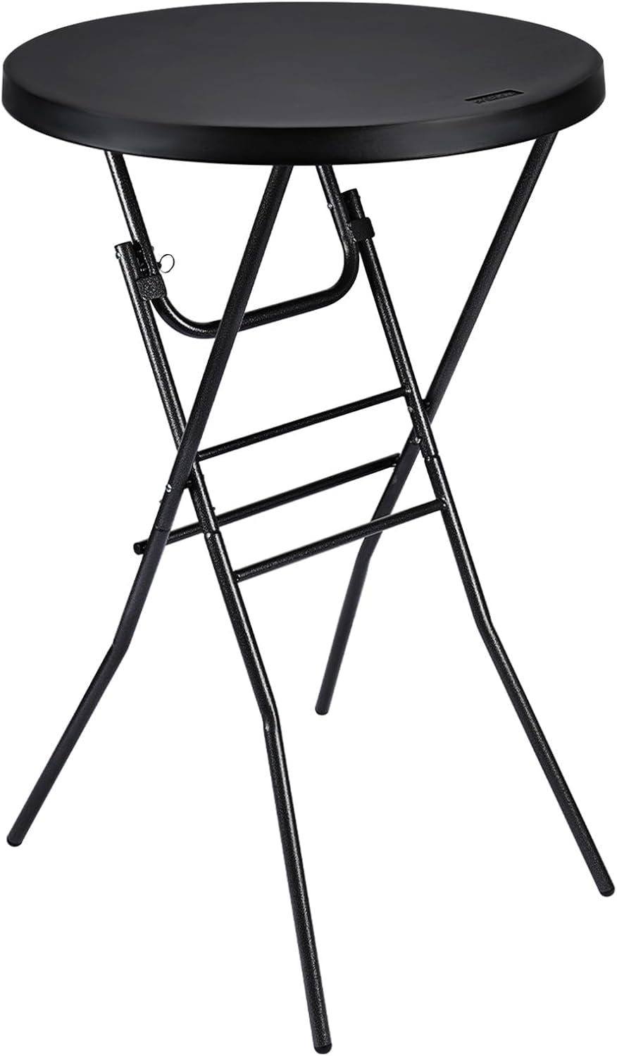 Cocktail Table 28In High Top round Folding Indoor Outdoor, Plastic Bar Height Foldable Bistro Tall Table for Party, Patio, Dining Room, Kitchen, Events, Removable Locking Legs, Black