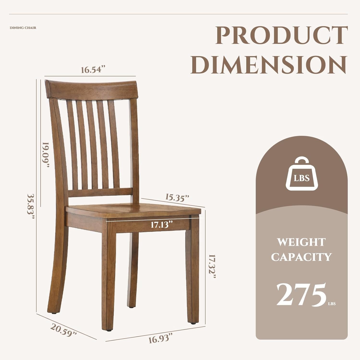 Wooden Dining Chairs Set of 4, Spindle High Back Windsor Kitchen Side Chair, Farmhouse Dining Chairs for Kitchen and Dining Room, Light Brown