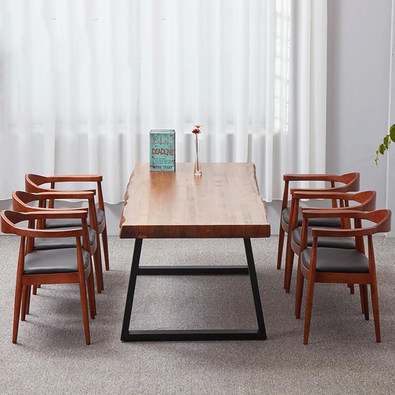 Pine Computer Desk, Modern Solid Wood Home Office Desk, Long Rural Farmhouse Pine Dining Table, Administrative Workstation Computer Desk, Suitable for Living Room and Dining Room (63Inch)