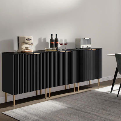 Modern Entryway Sideboard - Credenza Buffet Cabinet Storage with 2 Doors & Adjustable Shelves, Accent Console Coffee Bar Table for Kitchen Living Room Hallway, Black