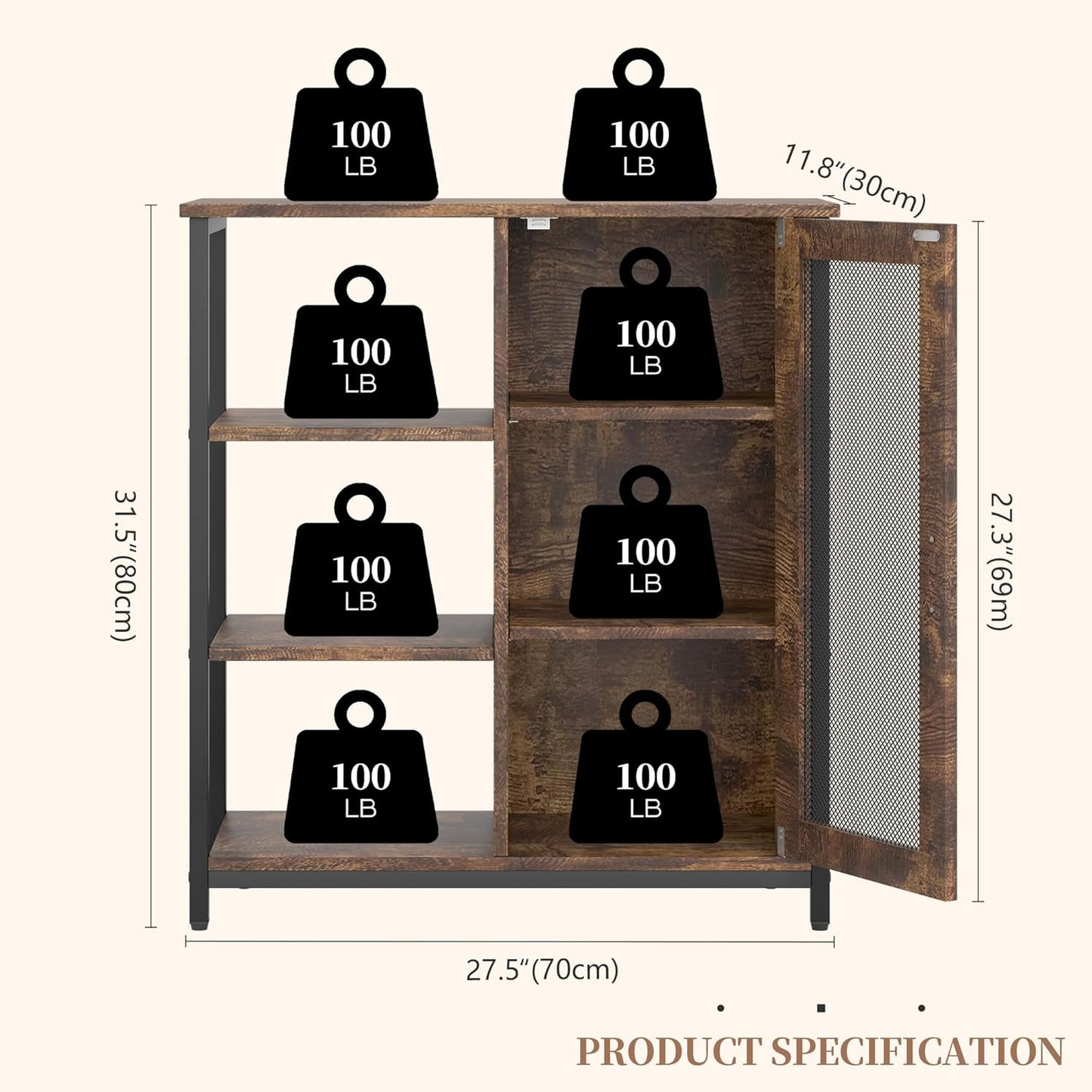 Mini Coffee Bar Cabinet with Storage, 27.5'' Small Kitchen Bar Table, Cute Corner Bar Cabinet for Tea, Buffet Sideboard Cabinet for Dining Room, Farmhouse Coffee Station for Wine (Brown)