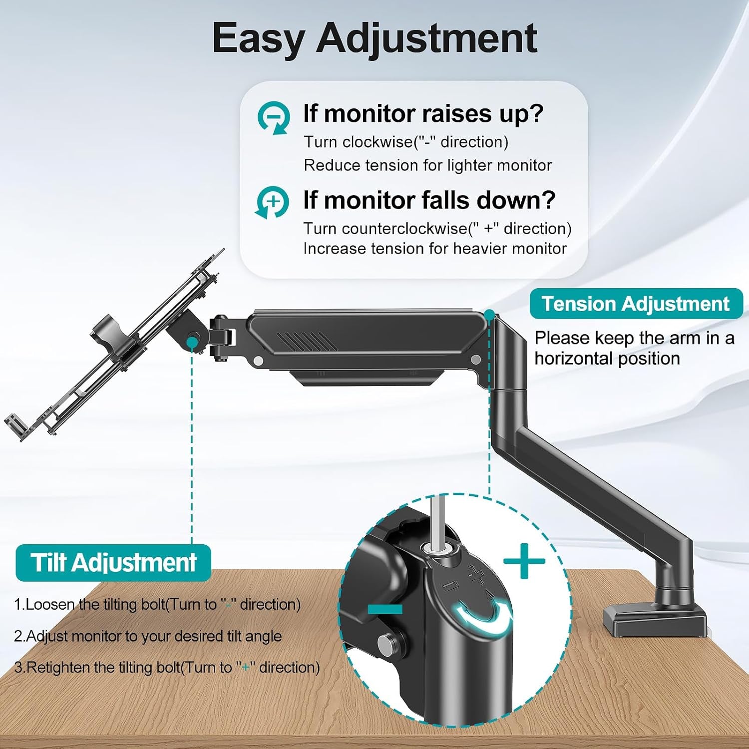 Laptop Arm Mount for Desk, 2 in 1 Function Monitor Laptop Stand, Fits Max 17" Notebook and 32" Computer Screen, Aluminum Single Monitor Holder with Adjustable Tray, Holds up to 22Lbs