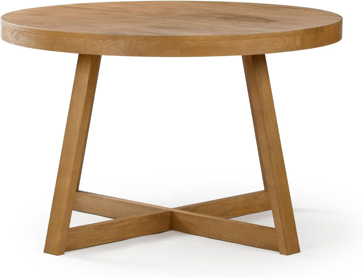 round Dining Table, 47 Inch Solid Wood Kitchen Table, Farmhouse round Table for 4, Small Dinette Table, Pecan Wirebrush