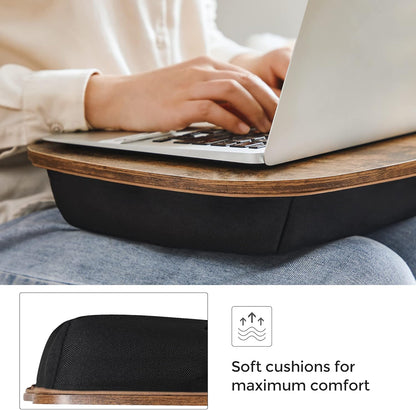 Lap Desk, Bed Tray, Laptop Table with Handle, Cushion, 12.6 X 15.7 X 3.1 Inches, Rustic Brown ULLD109B01