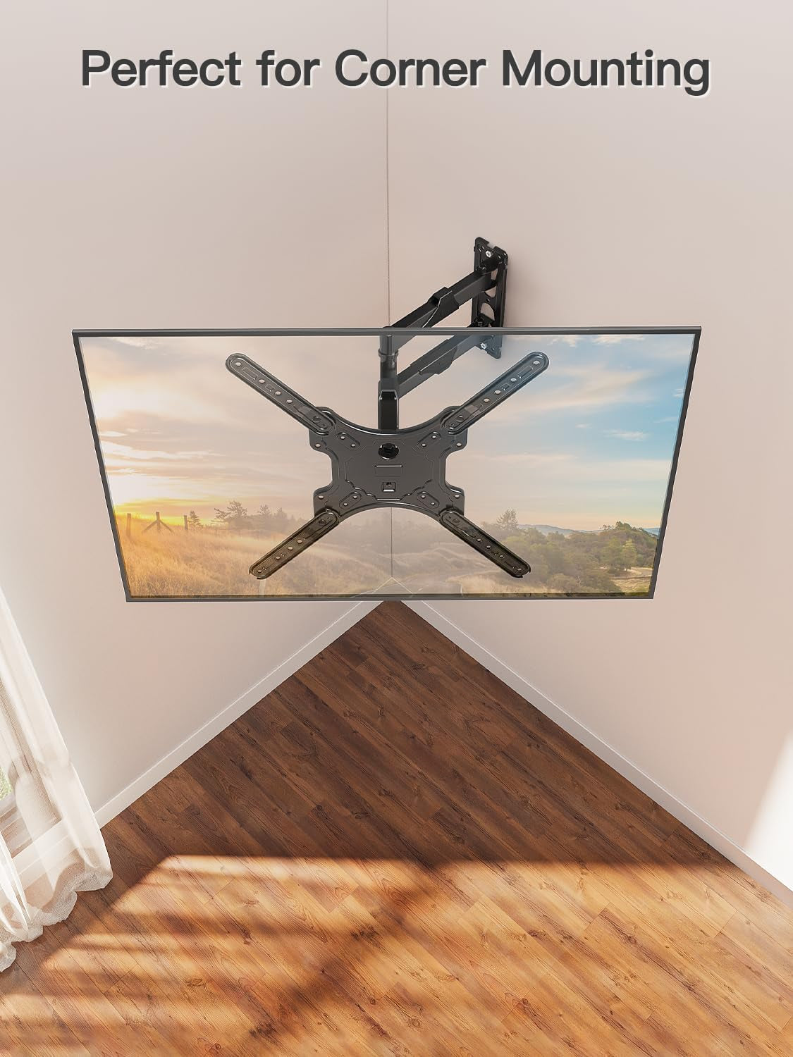 TV Wall Mount for Most 26-60 Inch Tvs, Swivel and Tilt Full Motion TV Mount with Single Stud Perfect Center Design, Wall Mount Bracket Max VESA 400X400Mm, Corner Mount Holds up to 77 Lbs.