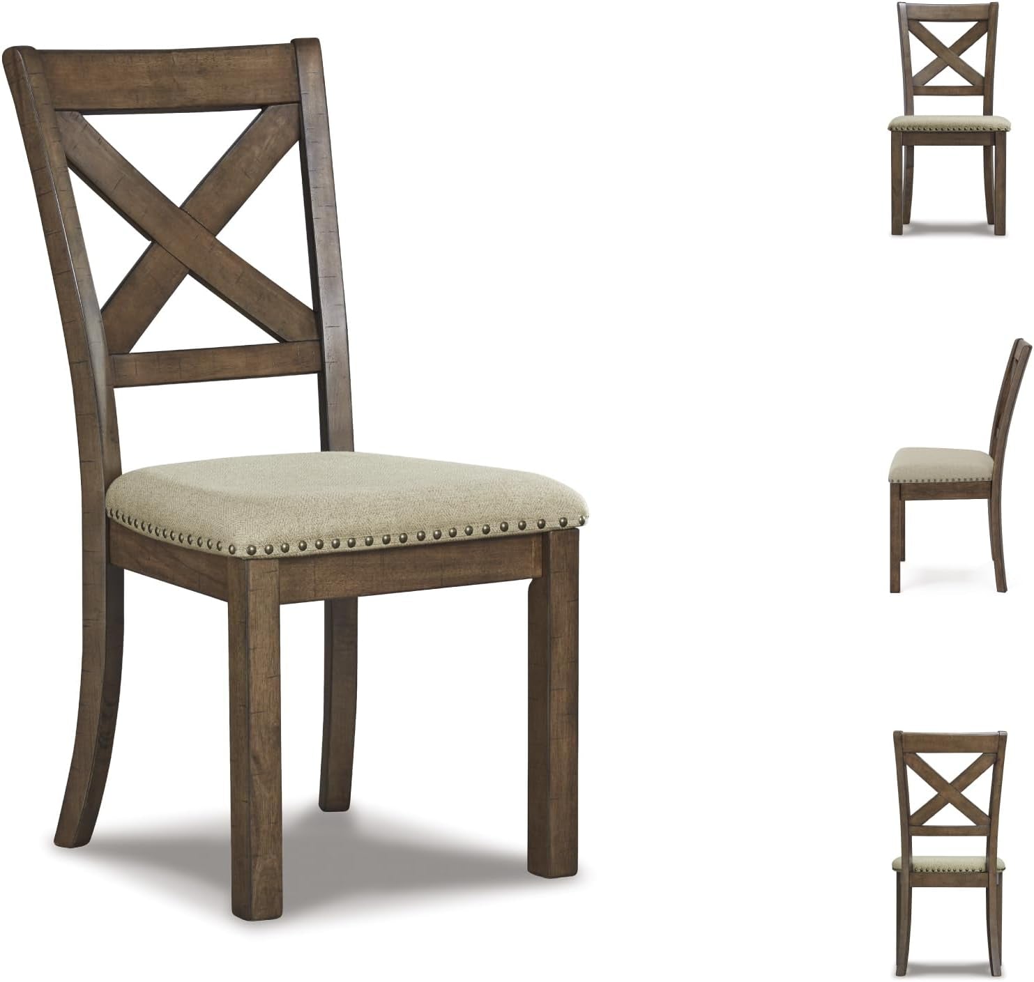 Moriville Modern Farmhouse 19" Upholstered Dining Room Chair, 2 Count, Brown