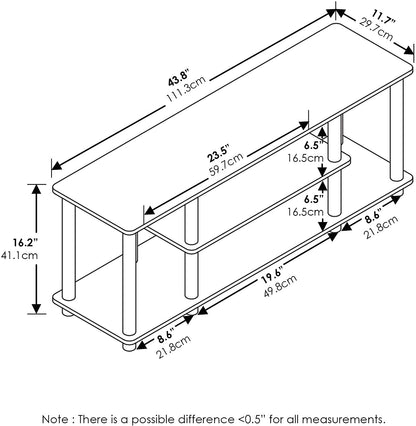 Turn-N-Tube No Tools 3D 3-Tier Entertainment TV Stand up to 50 Inch TV, round Tubes, Walnut