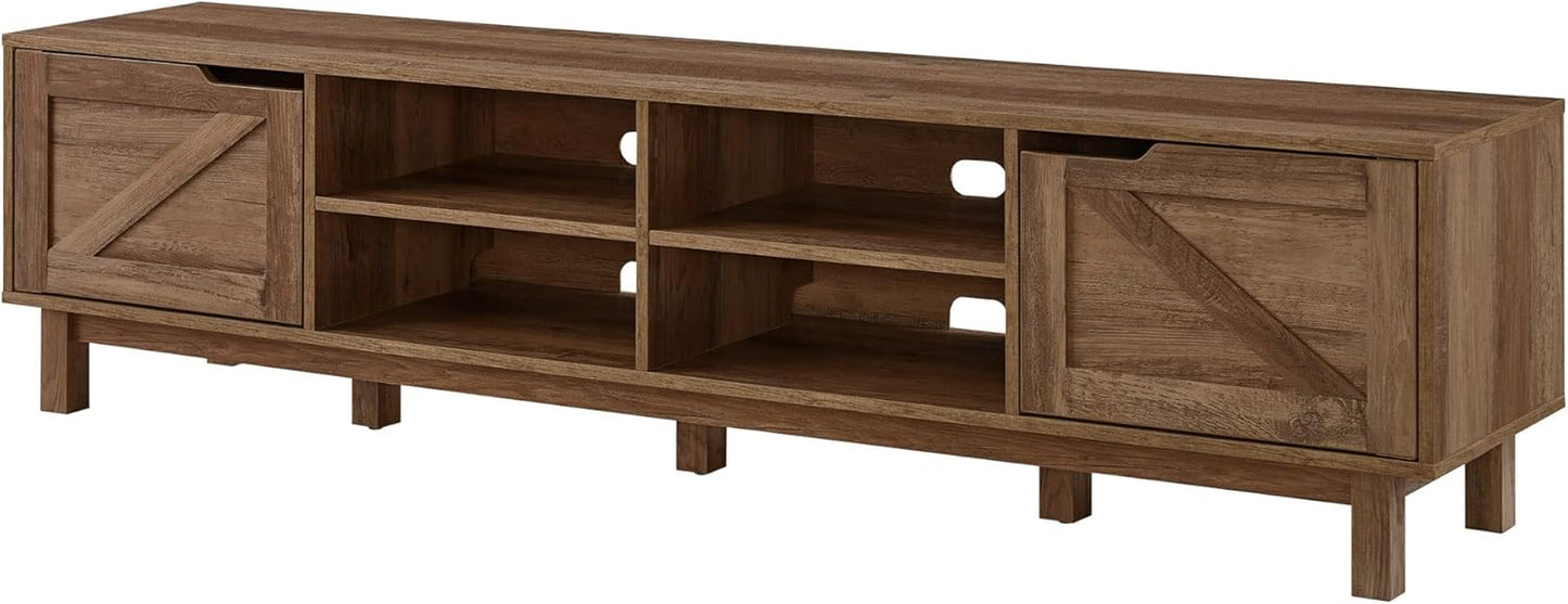 Tinsley Barn-Door Low Stand for Tvs up to 80 Inches, 70 Inch, Rustic Oak