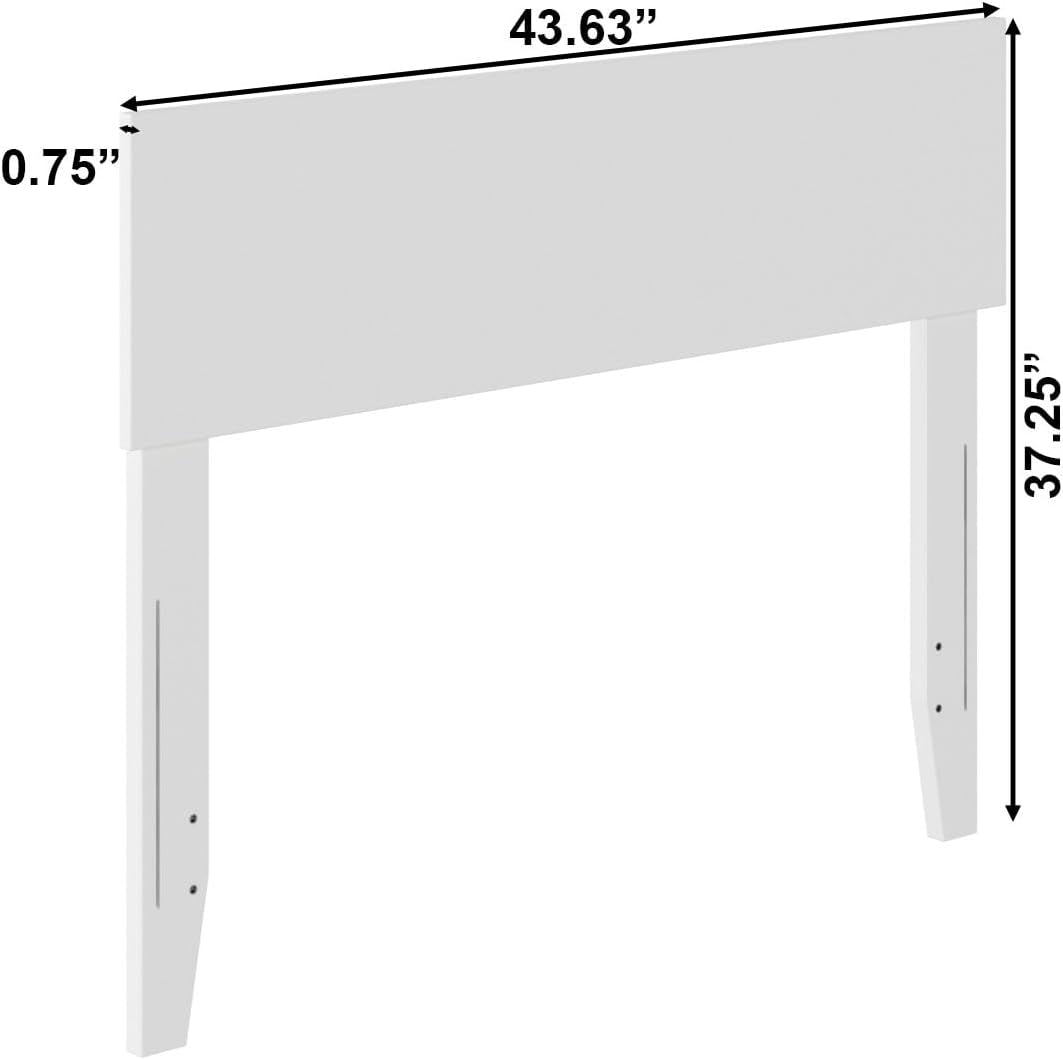 , Orlando Twin Adjustable Modern Solid Wood Panel Headboard, White