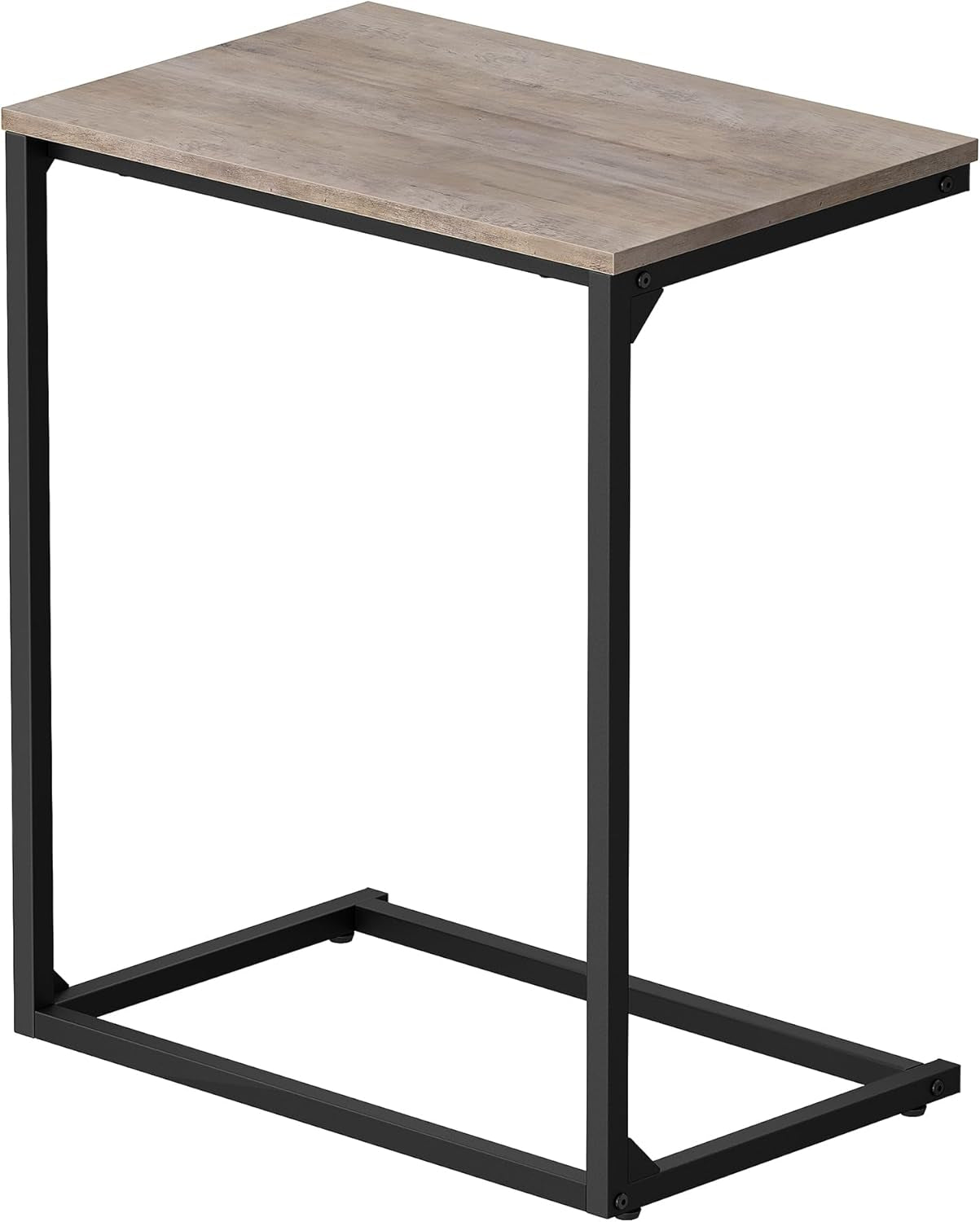 C Shape End Table, Small Coffee Table for Couch or Sofa, Industrial Side Table in Living Room, Bedroom, 13.8 X 21.7 X 26 Inches, Greige and Classic Black ULNT052B02