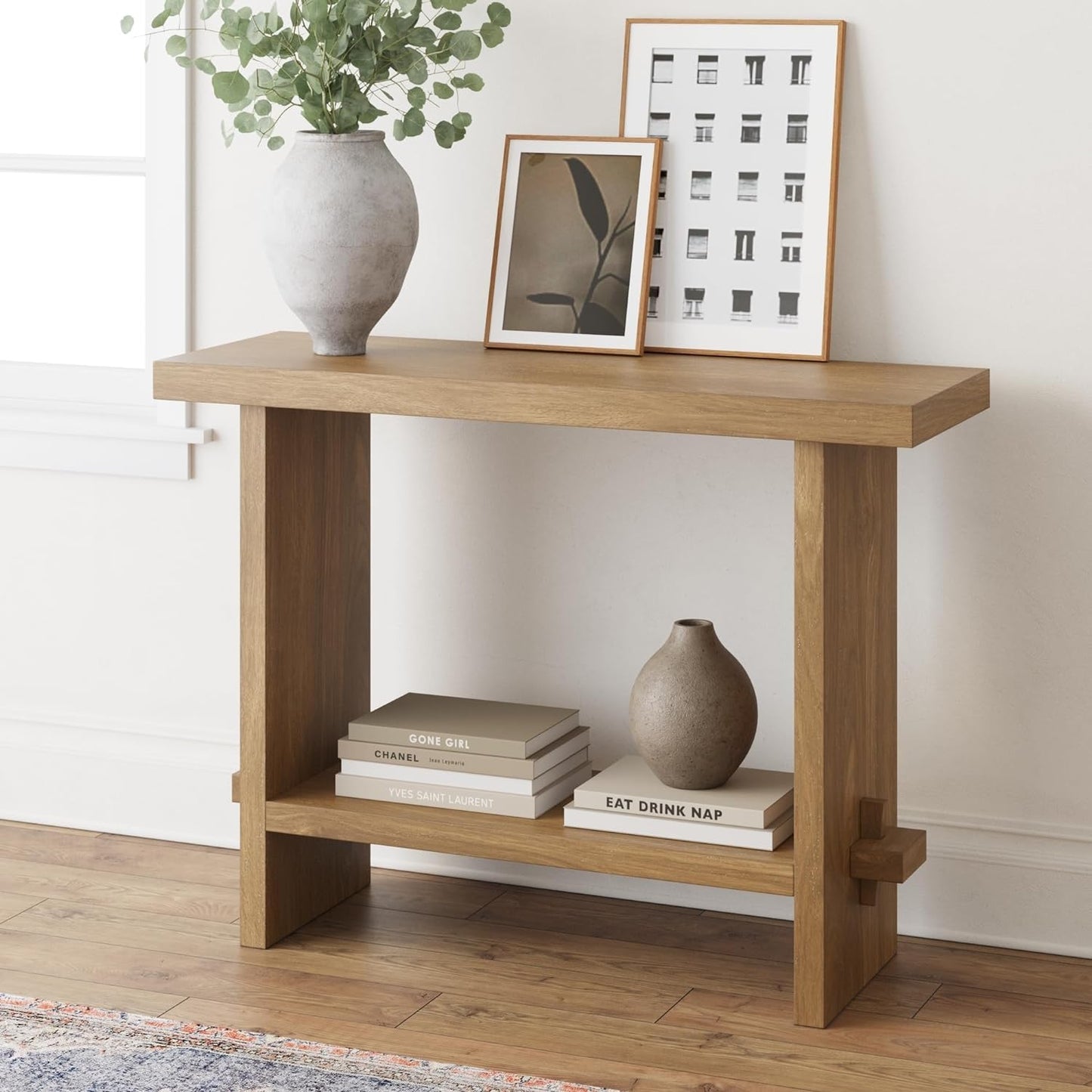 Virgo Wood Accent Storage Console Sofa Table, for Entryway, Hallway or Living Room, 1, Light Brown