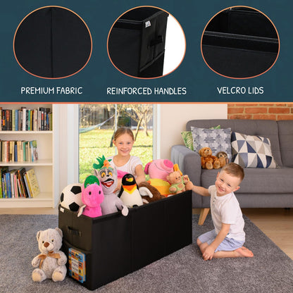 Extra Large Toy Storage Organizer with Lid - Sturdy, Collapsible Toy Chest Storage Box Design - Toys Bin with Dividers for Kids, Nursery, Bedroom, Playroom 37"X16"X14"