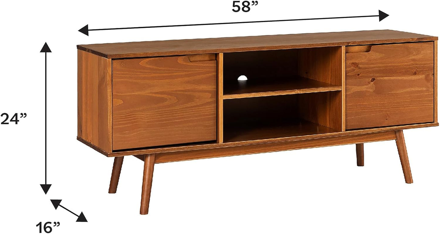 Mabel 58 Inch Modern 2 Door Solid Wood TV Stand for Tvs up to 65 Inches - Caramel