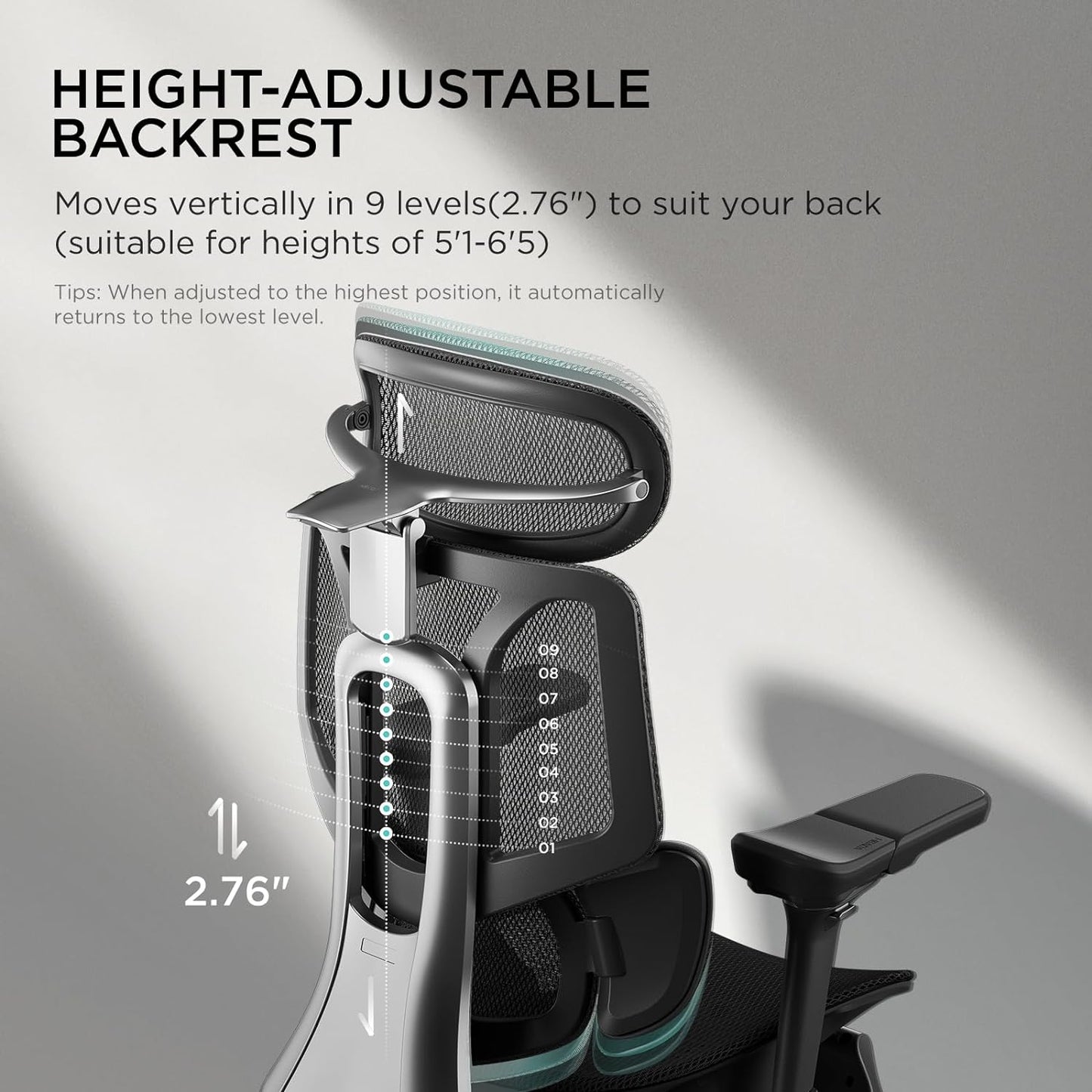 E3 Pro Ergonomic Office Chair, Big and Tall Office Chair - with 3-Zone Dynamic Lumbar Support, 4D Adjustable Headrest, 6D Adjustable Armrests, Swivel, Black