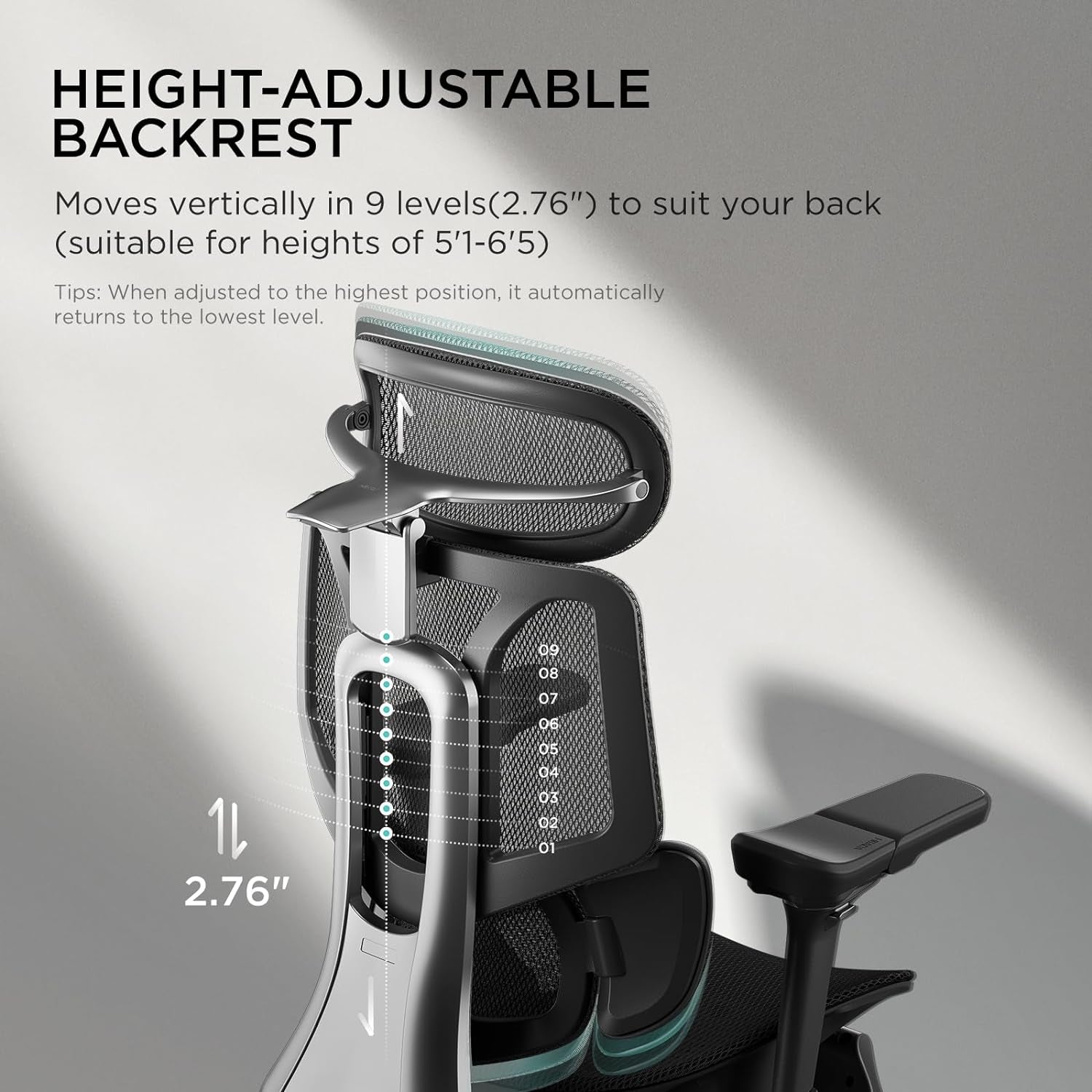E3 Pro Ergonomic Office Chair, Big and Tall Office Chair - with 3-Zone Dynamic Lumbar Support, 4D Adjustable Headrest, 6D Adjustable Armrests, Swivel, Black