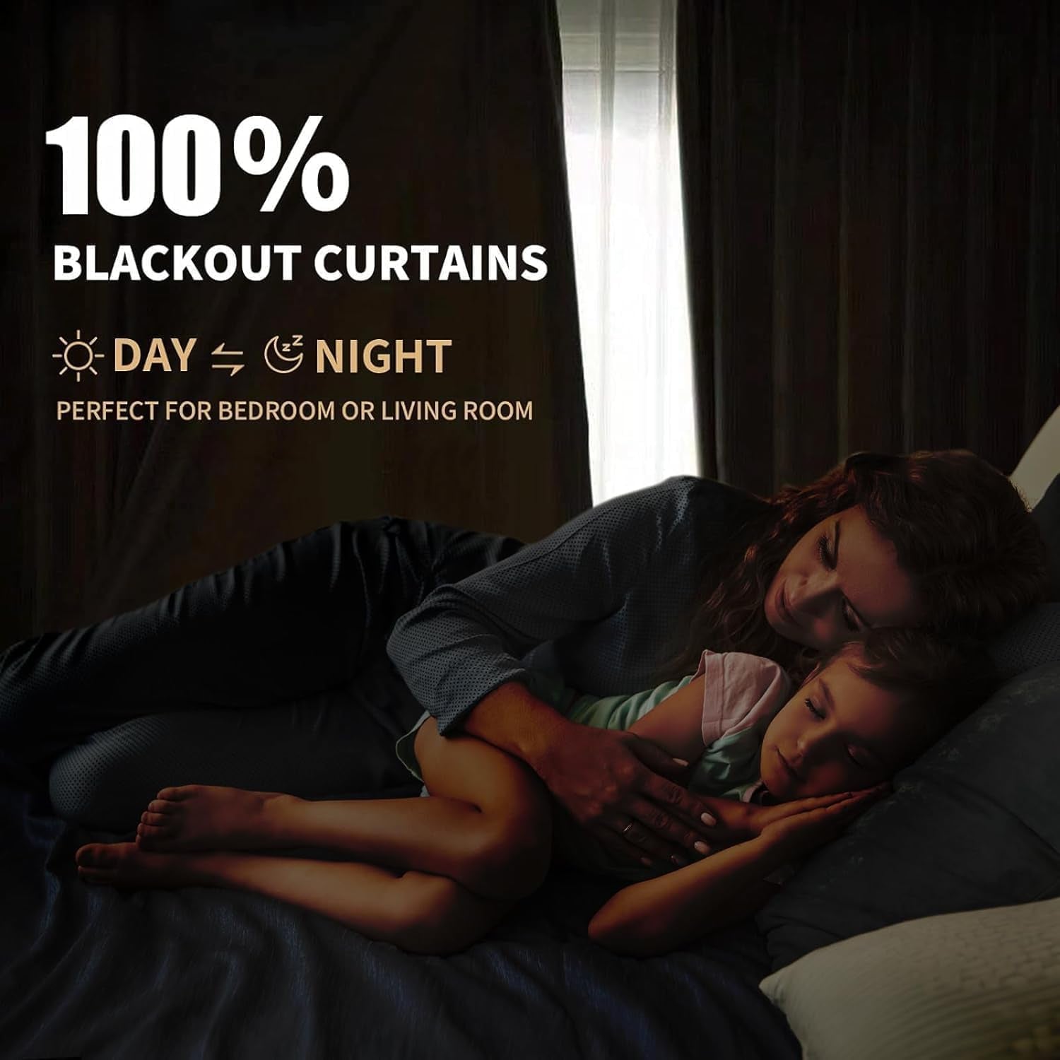 100% Blackout Curtains for Bedroom, Black Out Curtains 84 Inch Long, Clip Rings Linen Blackout Drapes, Thermal Insulated Room Darkening for Living Room, 2 Panels - Beige,W50Xl84