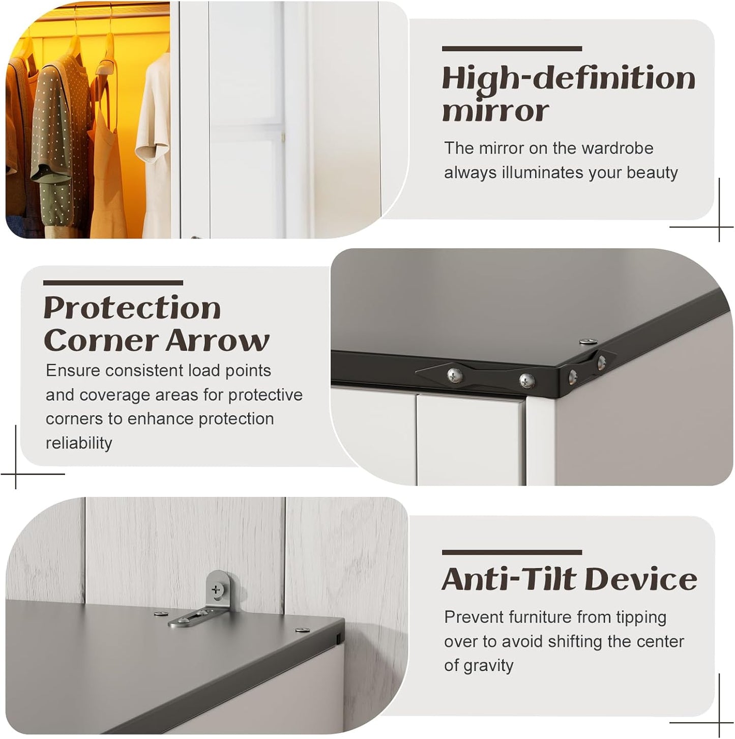 Armoire Wardrobe Closet with W/Folding Sliding Barn Door, Bedroom Armoires with Mirror and Sensor Lights, Hanging Rod, Wardrobe Closet for Bedroom (19.69" D X 47.24" W X 72.83" H)