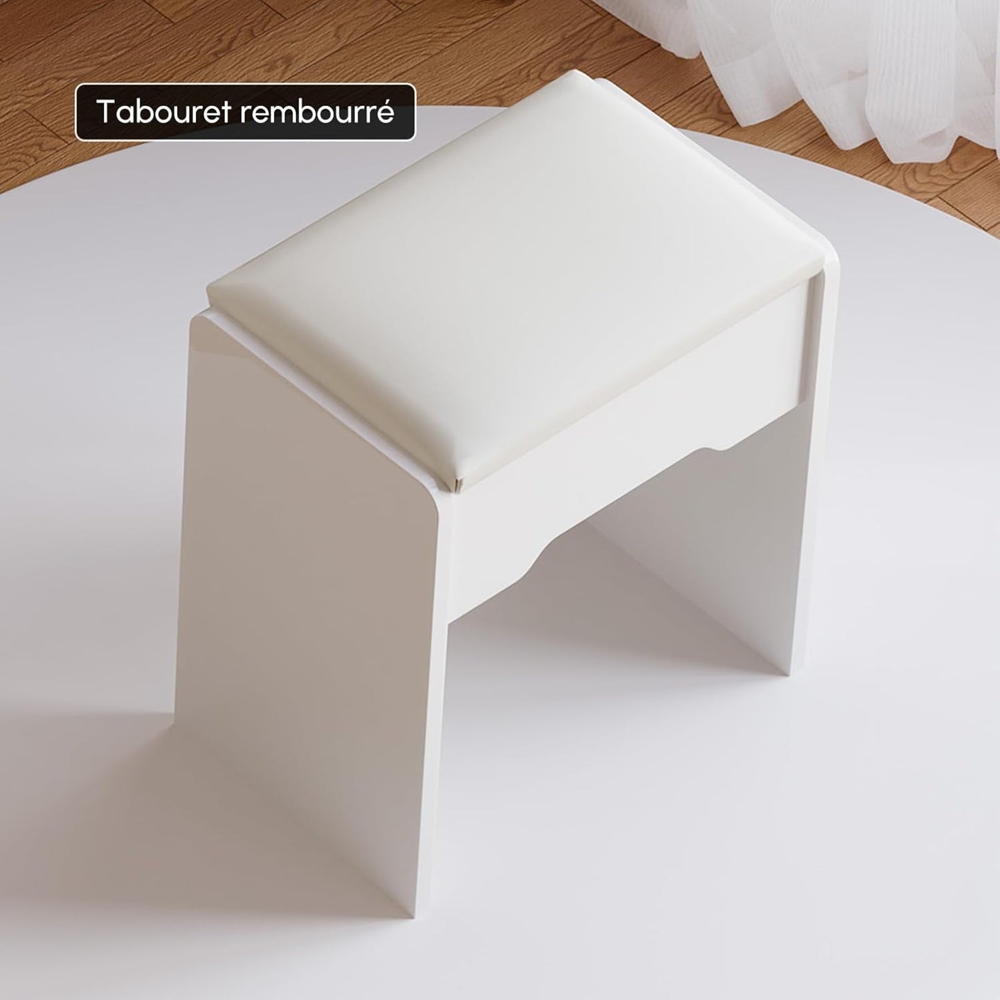 Vanity Desk Set with LED Mirror, Makeup Vanity with Power Outlet and Tempered Glass Top, Makeup Table with 6 Drawers, 3 Lighting Modes Vanity Table with Chair for Bedroom (White)