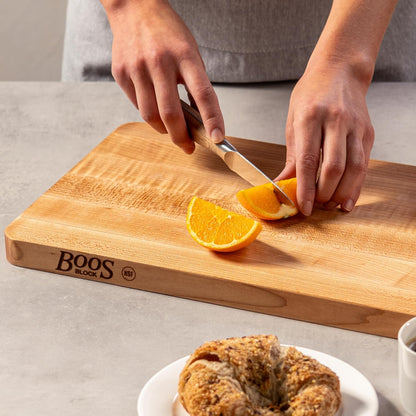 Chop-N-Slice Series Rectangular Wooden Maple Cutting Board 16”X10” – 1” Thick, 4.5-Lb Reversible Butcher Block with Eased Corners, Edge-Grain & Finger Grips – Made in the USA