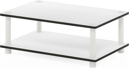 JUST Coffee Table, 2-Tier Modern Coffee Table with Open Shelf, Toolless Assembly Side Table, for Living Room, Bedroom, Home Office, Plain White