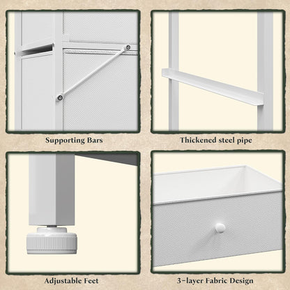 Dressers for Bedroom with 12 Drawers, Fabric Dressers & Chests of Drawers, Sturdy Metal Frame, Wood Top, Entryway, Bedroom Furniture (White)