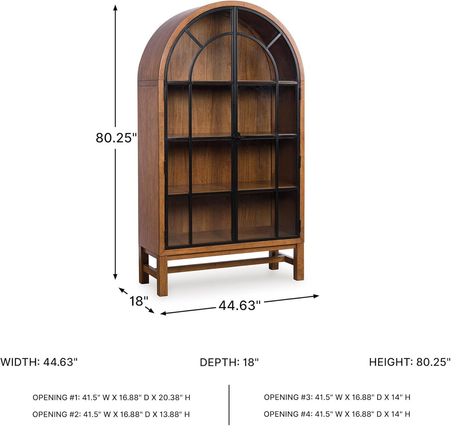 Chadworth Classic Display Cabinet with Anti-Tipping, Light Brown & Black