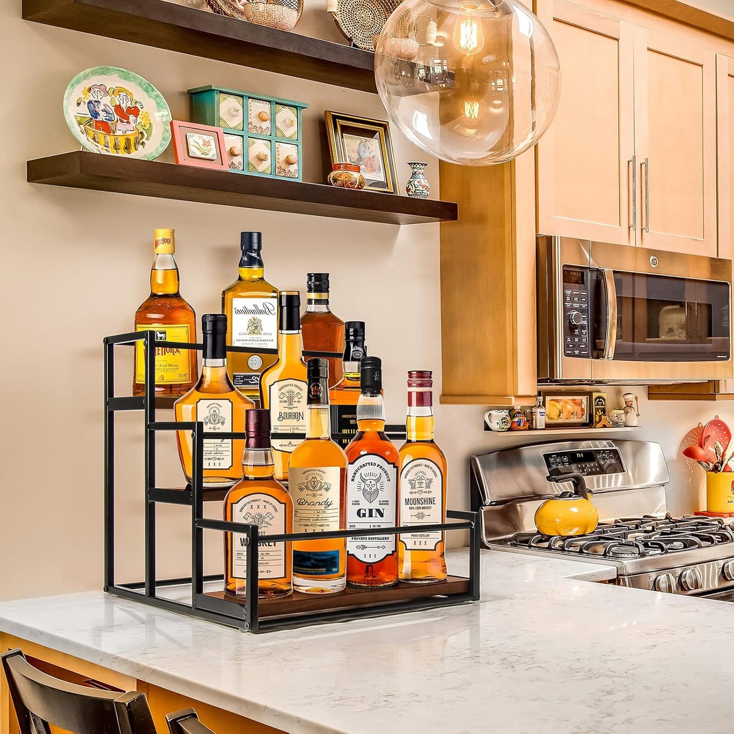 Coffee Syrup Rack Organizer 3-Tier 12 Syrup Bottles Holder Stand for Coffee Bar Station Storage Shelves for Syrup, Wine, Dressing for Kitchen