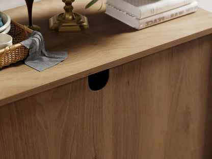Buffet Sideboard Cabinet Farmhouse Modern 3 In1 Storage Cabinet with Adjustable Shelves for Kitchen, Coffee Bar, Living Room, Oak