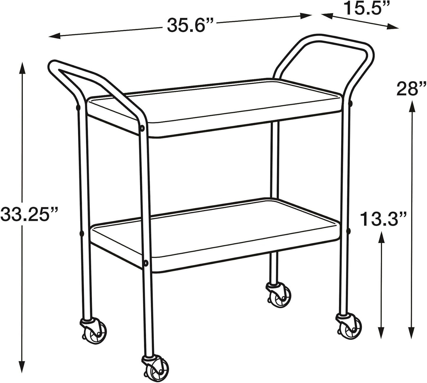 Stylaire 2 Tier Serving Cart, White & Silver