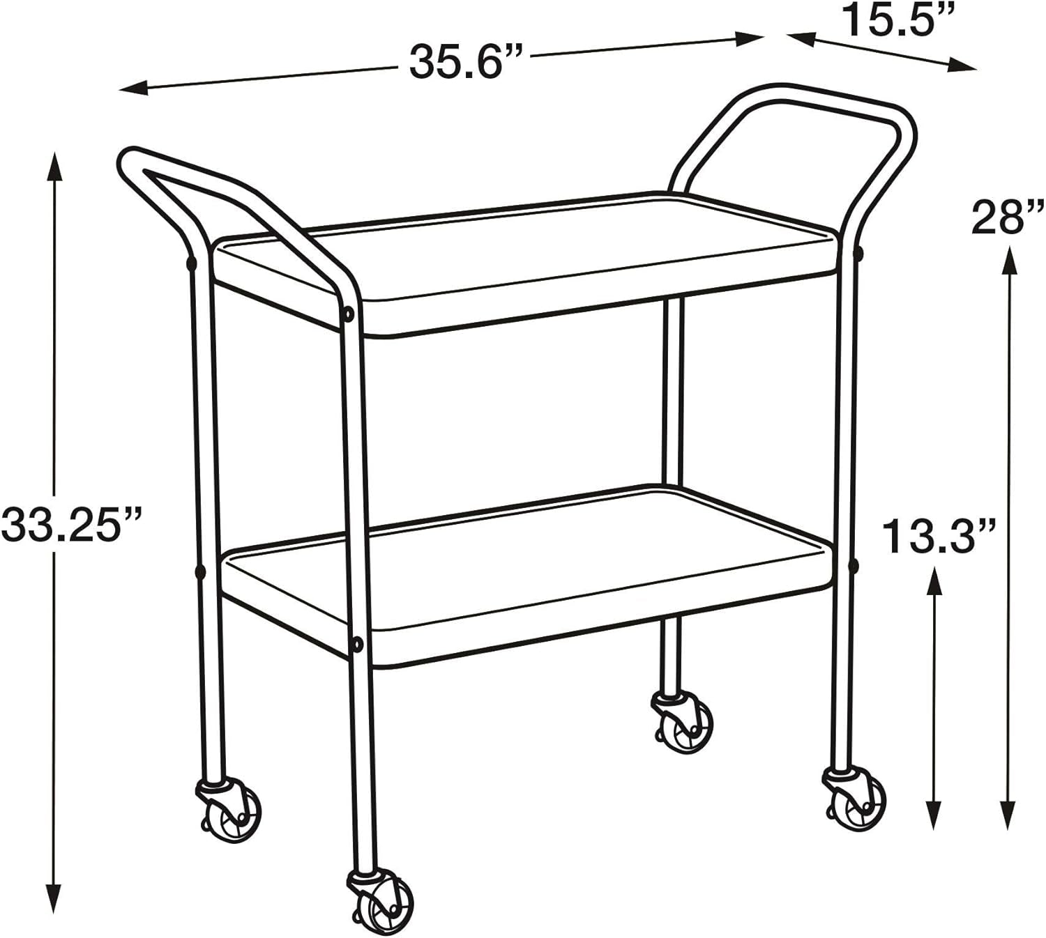 Stylaire 2 Tier Serving Cart, White & Silver